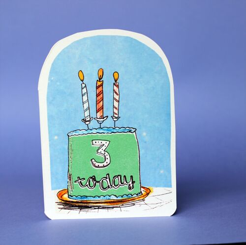 Three Today Birthday Candle Card