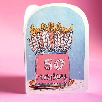 Carte Bougies d'anniversaire de cinquante aujourd'hui