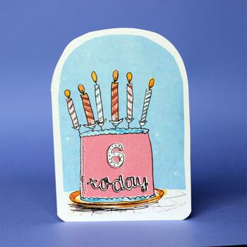 Carte Six bougies d'anniversaire aujourd'hui