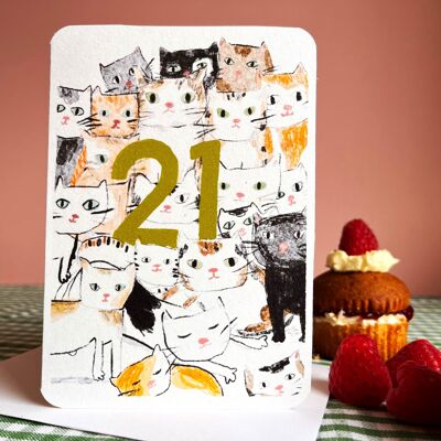 Twenty One Today - Geburtstagskarte mit Katzenmotiv