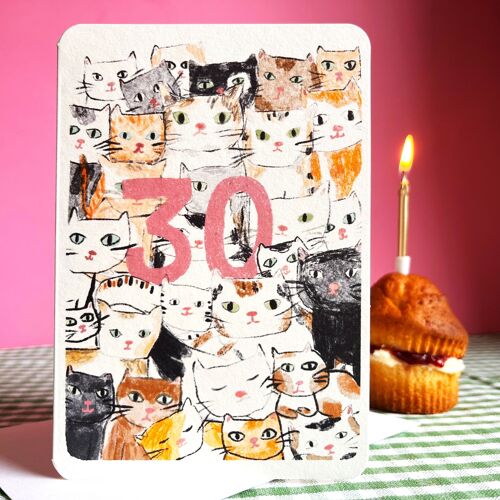 Thirty Today Cats Birthday Card