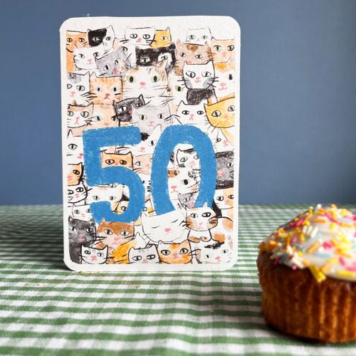 Fifty Today Cats Birthday Card