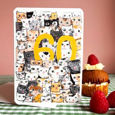 Tarjeta de cumpleaños de sesenta gatos hoy