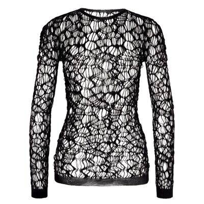 Aderlass Mesh Top a maniche lunghe (nero) - Stile eccentrico, gotico, punk, underground