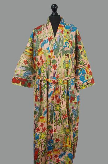 Robe de chambre kimono en coton -Pêche Frida 3