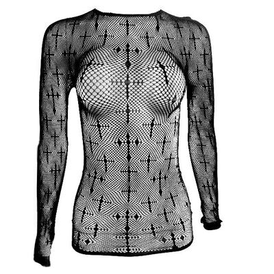 Aderlass Cross Top Longsleeve XS-3XL (Schwarz) - Kinky, Gothic, Punk, Underground-Style