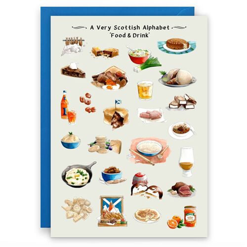 A Very Scottish Alphabet 'Food & Drink' Greeting Card