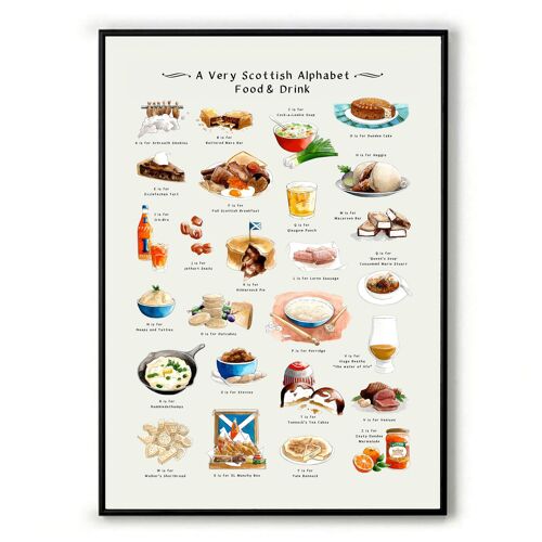 A Very Scottish Alphabet 'Food & Drink' A3 Print- Unframed