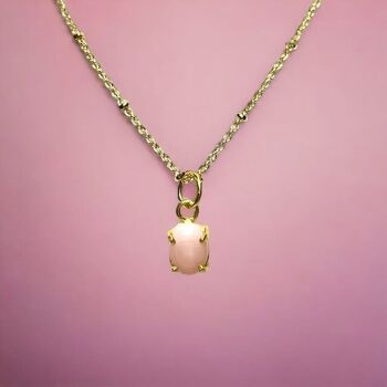 Pendentif "MANUELA" doré or fin pierre d’ Opale rose 1