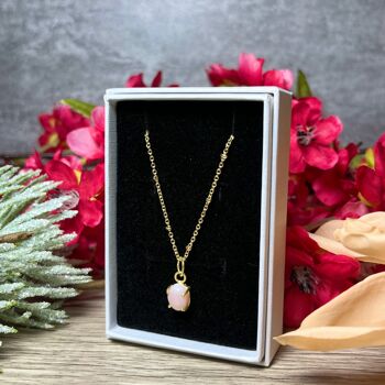 Pendentif "MANUELA" doré or fin pierre d’ Opale rose 5