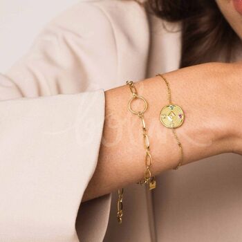 Bracelet Adélie - maille alternée et anneau rond pour charms 2