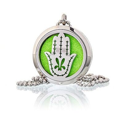 AromaJ-10 - Collana di gioielli per aromaterapia - Mano di Fatima 30 mm - Venduto in 1 unità per esterno