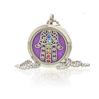 AromaJ-18 - Collana di gioielli per aromaterapia - Hamsa Chakra - 30 mm - Venduto in 1x unità per esterno