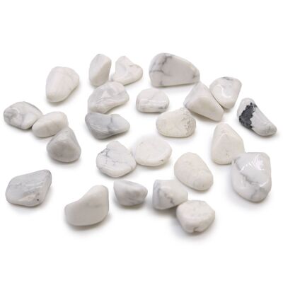 ATumbleS-07 - Piccole pietre africane Tumble - Howlite bianca - Magnesite - Venduto in 24x unità/s per esterno