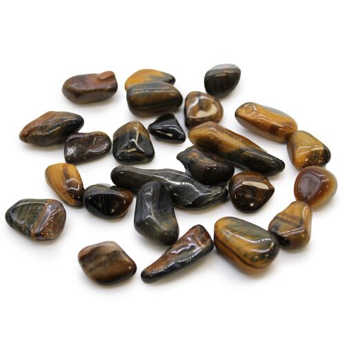 ATumbleS-20 - Small African Tumble Stones - Tigers Eye - Variegated - Sold in 24x unit/s per outer