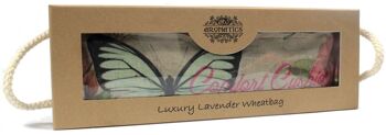 AWHBL-03 - Sac de blé lavande de luxe dans une boîte cadeau - Papillon et roses - Vendu en 1x unité/s par extérieur 1
