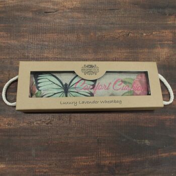 AWHBL-03 - Sac de blé lavande de luxe dans une boîte cadeau - Papillon et roses - Vendu en 1x unité/s par extérieur 3