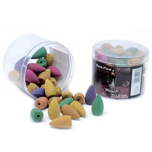 BackFI-01 - Tub of Assorted Back Flow Incense Cones (approx 45) - Sold in 6x unit/s per outer