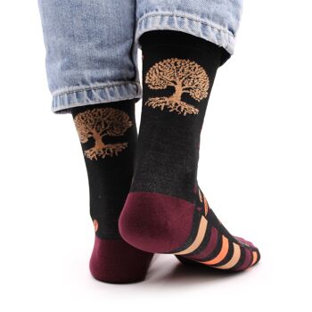 BamS-04F - Chaussettes en bambou Hop Hare - Arbre de vie S/M - Vendu en 3x unité/s par extérieur 2