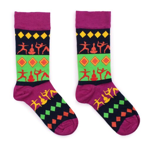 BamS-03F-M - Hop Hare Bamboo Socks  - Yoga Poses M/L - Sold in 3x unit/s per outer