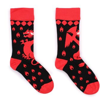 BamS-08F - Chaussettes en bambou Hop Hare - Red Dragons S/M - Vendu en 3x unité/s par extérieur 3