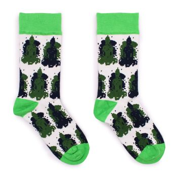 BamS-10F-M - Chaussettes en bambou Hop Hare - Bali Buddha M/L - Vendues en 3x unité/s par extérieur 1