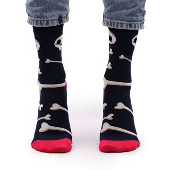 BamS-13F - Chaussettes en bambou Hop Hare - Skulls and Bones S/M - Vendu en 3x unité/s par extérieur 2