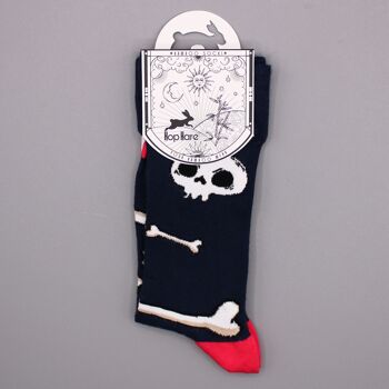 BamS-13F-M - Chaussettes en bambou Hop Hare - Skulls and Bones M/L - Vendues en 3x unité/s par extérieur 2