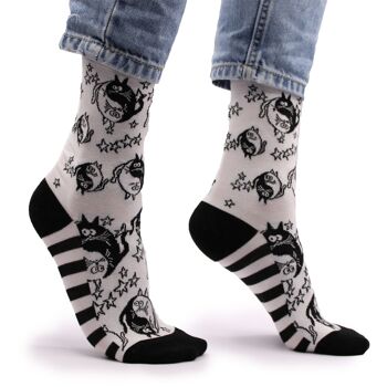 BamS-12F - Chaussettes en bambou Hop Hare - Ying Yang S/M - Vendu en 3x unité/s par extérieur 1