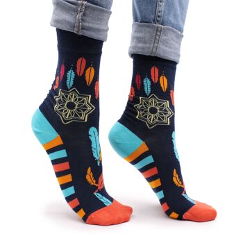 BamS-15F - Chaussettes en bambou Hop Hare - Dreamcatcher S/M - Vendu en 3x unité/s par extérieur 3