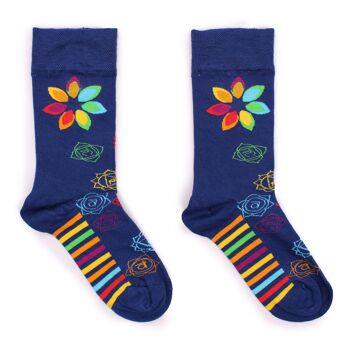 BamS-19F-M - Chaussettes en bambou Hop Hare - Rainbow Chakra M/L - Vendues en 3x unité/s par extérieur 1