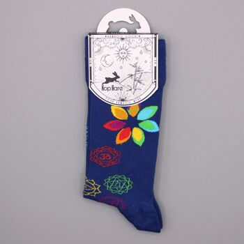 BamS-19F - Chaussettes en bambou Hop Hare - Rainbow Chakra S/M - Vendues en 3x unité/s par extérieur 3