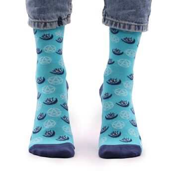 BamS-20F - Chaussettes en bambou Hop Hare - Pentagram et Evil Eye S/M - Vendues en 3x unité/s par extérieur 1