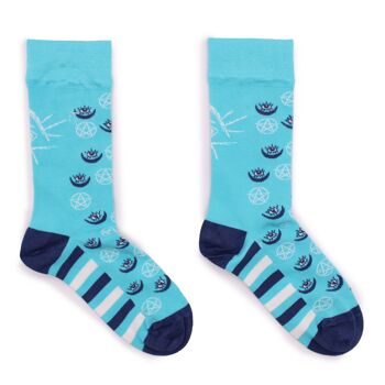 BamS-20F-M - Chaussettes en Bambou Hop Hare - Pentagramme et Evil Eye M/L - Vendues en 3x unité/s par extérieur 1