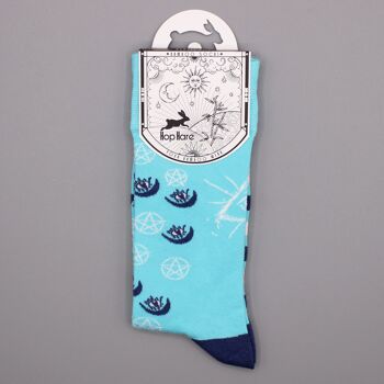 BamS-20F-M - Chaussettes en Bambou Hop Hare - Pentagramme et Evil Eye M/L - Vendues en 3x unité/s par extérieur 3