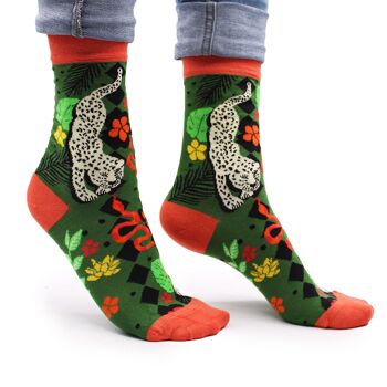 BamS-24F-M - Chaussettes en bambou Hop Hare - Bali Jungle M/L - Vendues en 3x unité/s par extérieur 2