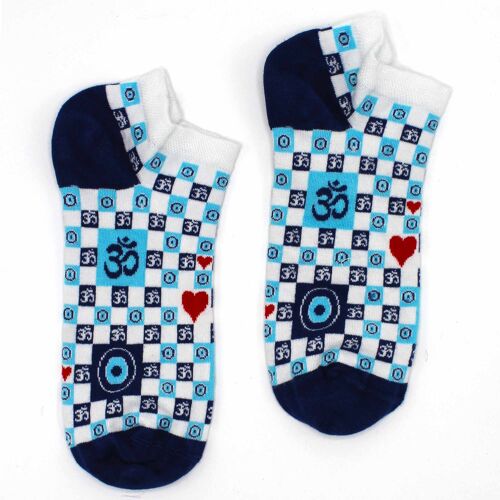 BamSL-05M - M/L Hop Hare Bamboo Socks Low (41-46) - Om and Evil Eye - Sold in 3x unit/s per outer