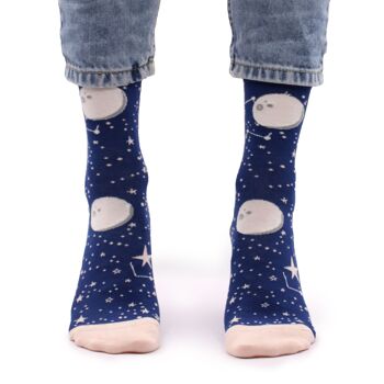 BamS-06F - Chaussettes en bambou Hop Hare - Moon Walk S/M - Vendu en 3x unité/s par extérieur 1