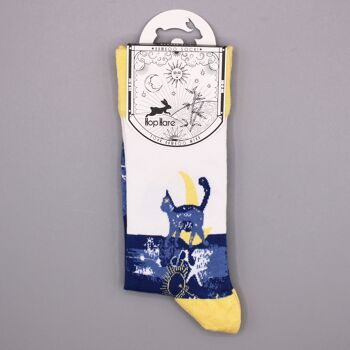 BamS-17F-M - Chaussettes en bambou Hop Hare - Midnight Cat M/L - Vendues en 3x unité/s par extérieur 2