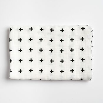 Couverture pour bébé en mousseline - Noir et blanc sensoriel 6