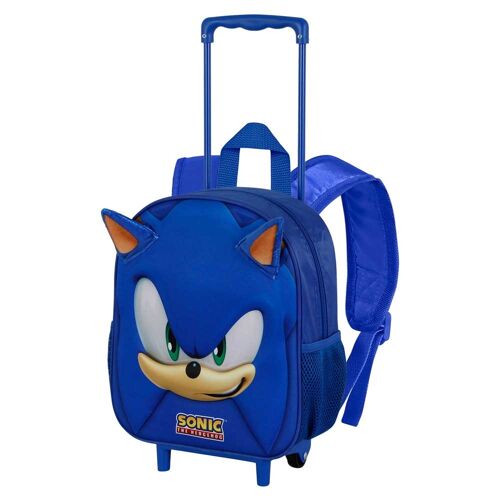 Sonic The Hedgehog - SEGA Face-Mochila 3D con Ruedas Pequeña, Azul