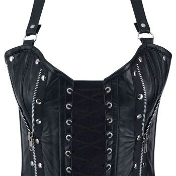 Aderlass Rockstar Corset Bustier Leather (Noir) - Bustier corset avec laçage, rivets et fermetures éclair 1