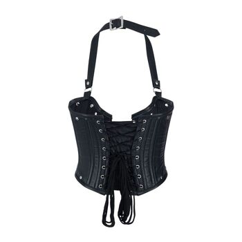 Aderlass Rockstar Corset Bustier Leather (Noir) - Bustier corset avec laçage, rivets et fermetures éclair 3