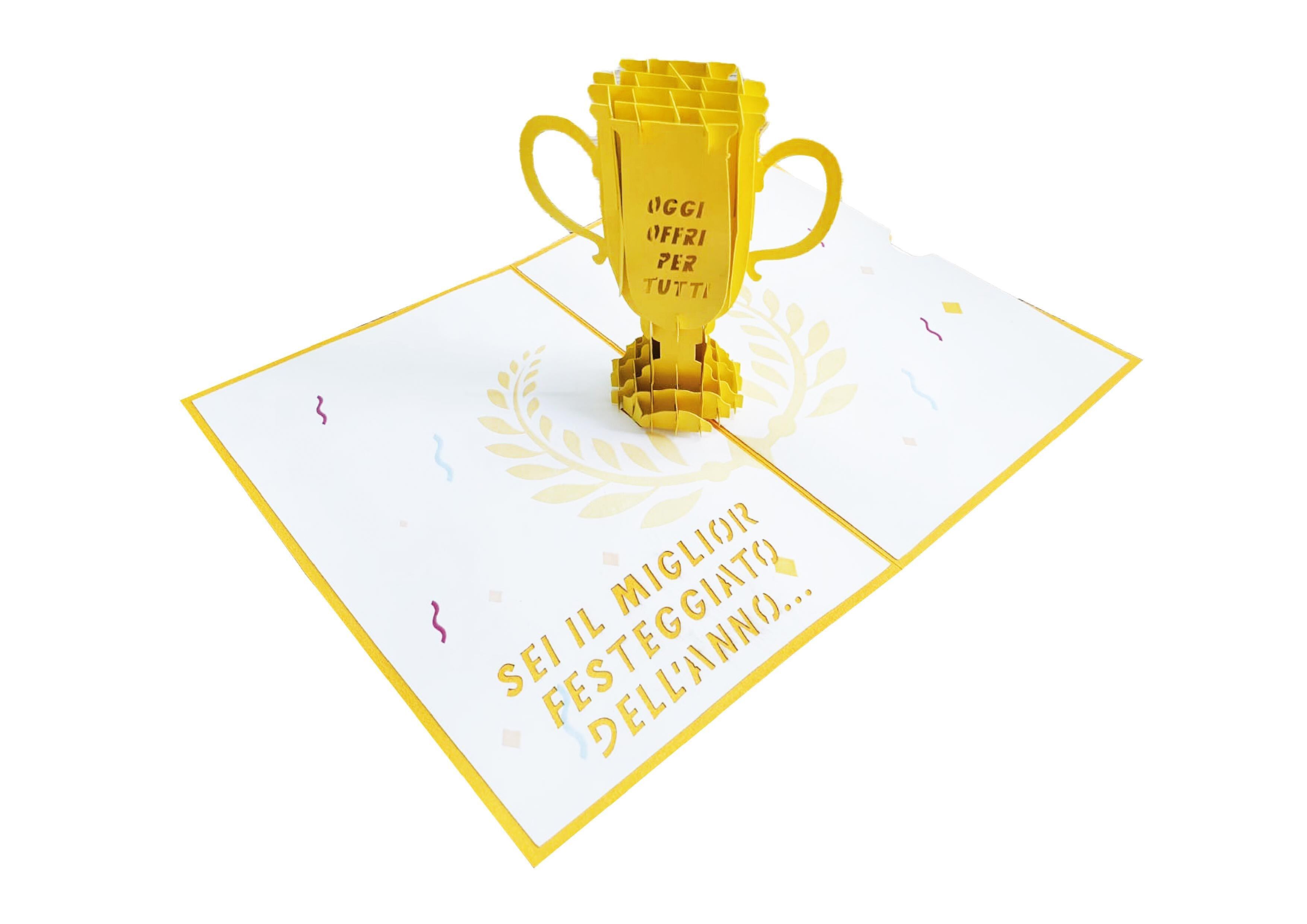 Biglietto di Auguri Origami Popup Compleanno "oggi offro per tutti"