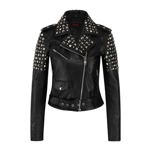 Aderlass Ladys Rockstar Jacket Nappa Leather (Schwarz) - Lederjacke mit extravielen Nieten - Gothic Kinky Metal Rock