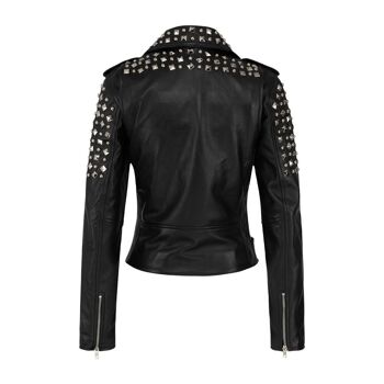Aderlass Ladies Rockstar Jacket Nappa Leather (Noir) - Veste en cuir avec rivets supplémentaires - Gothic Kinky Metal Rock 2