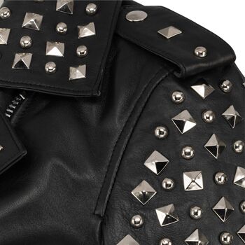 Aderlass Ladies Rockstar Jacket Nappa Leather (Noir) - Veste en cuir avec rivets supplémentaires - Gothic Kinky Metal Rock 3