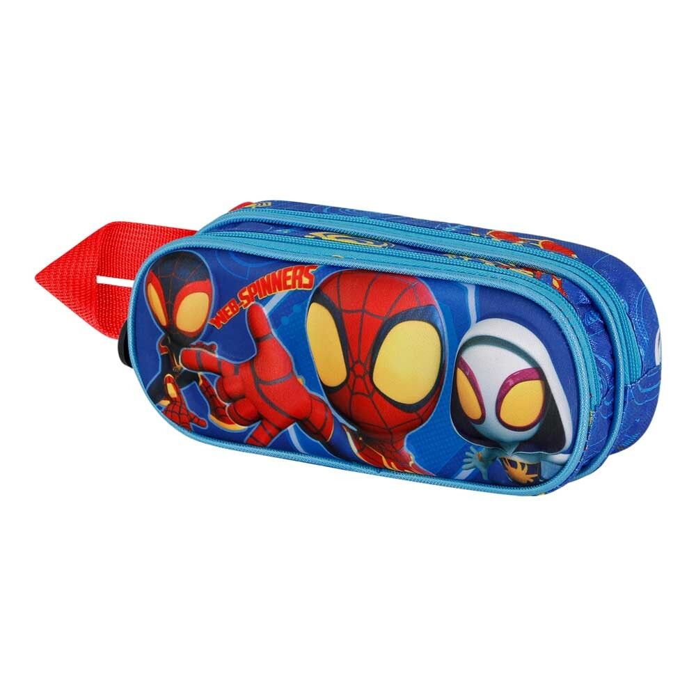 Marvel Spiderman Spinners-Double Étui de transport 3D Bleu