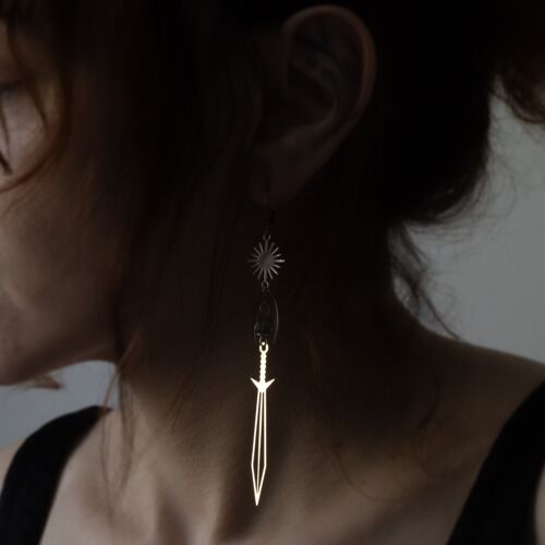 boucles d'oreilles épée - camelot en acier inoxydable