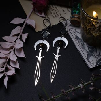 boucles d'oreilles épée - camelot en acier inoxydable 3